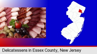 a deli platter; Essex County highlighted in red on a map